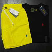 RALPH LAUREN BLACK T-SHIRT COMBO WITH 6 DEFERENT COLOUR SWIMMING SHORTS/UNISEX