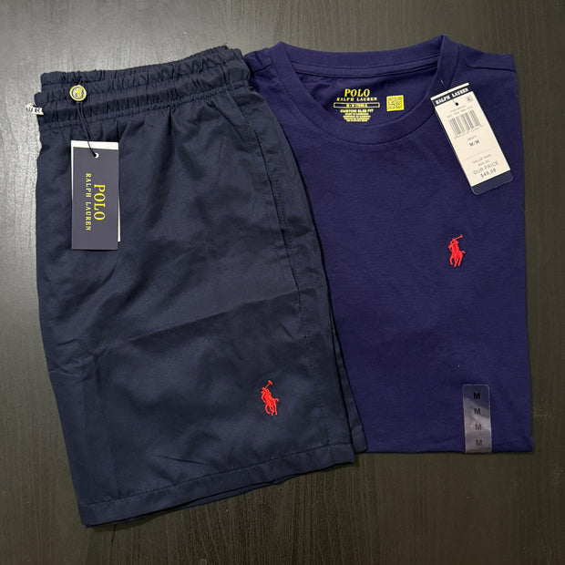 RALPH LAUREN NAVY T-SHIRT COMBO WITH 6 DEFERENT COLOUR SWIMMING SHORTS/UNISEX