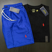 RALPH LAUREN BLACK T-SHIRT COMBO WITH 6 DEFERENT COLOUR SWIMMING SHORTS/UNISEX
