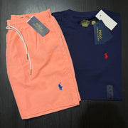 RALPH LAUREN NAVY T-SHIRT COMBO WITH 6 DEFERENT COLOUR SWIMMING SHORTS/UNISEX