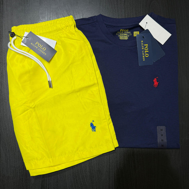 RALPH LAUREN NAVY T-SHIRT COMBO WITH 6 DEFERENT COLOUR SWIMMING SHORTS/UNISEX