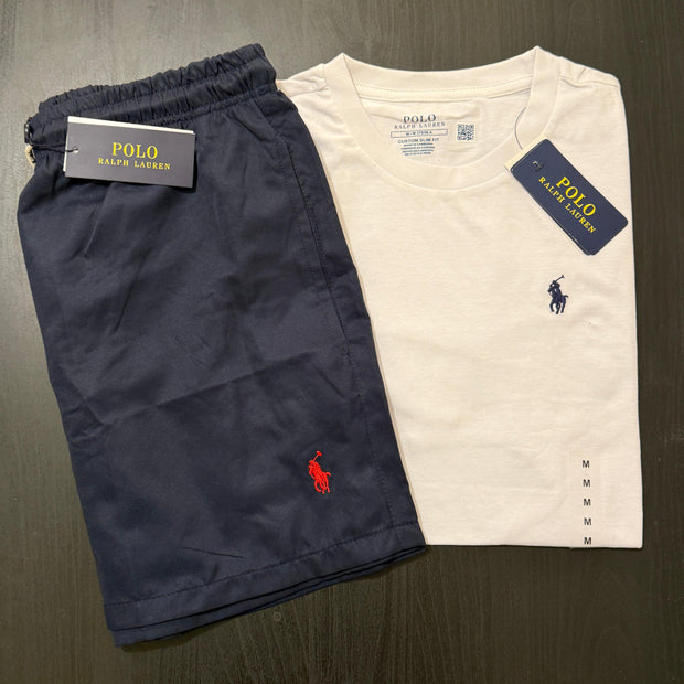 RALPH LAUREN WHITE T-SHIRT COMBO WITH 6 DEFERENT COLOUR SWIMMING SHORTS/UNISEX