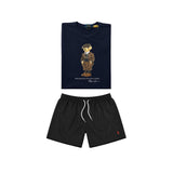 Navy blue bear t-shirt combo shorts (Unisex)