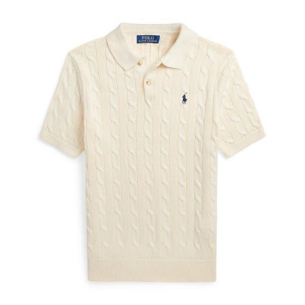 Cable-Knit Polo-Collar Shirt