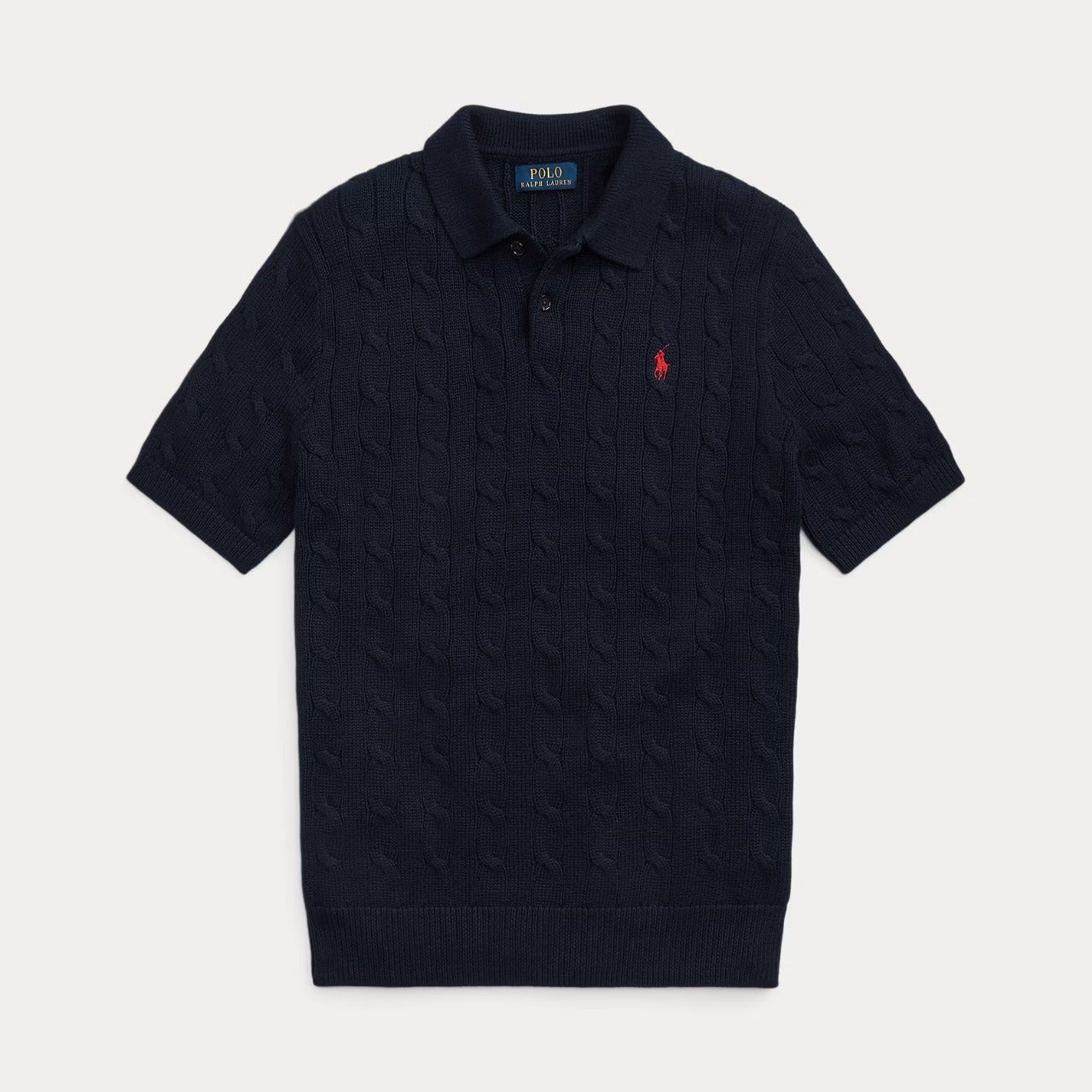Cable-Knit Polo-Collar Shirt