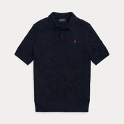 Cable-Knit Polo-Collar Shirt