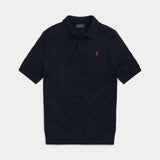 Cable-Knit Polo-Collar Shirt