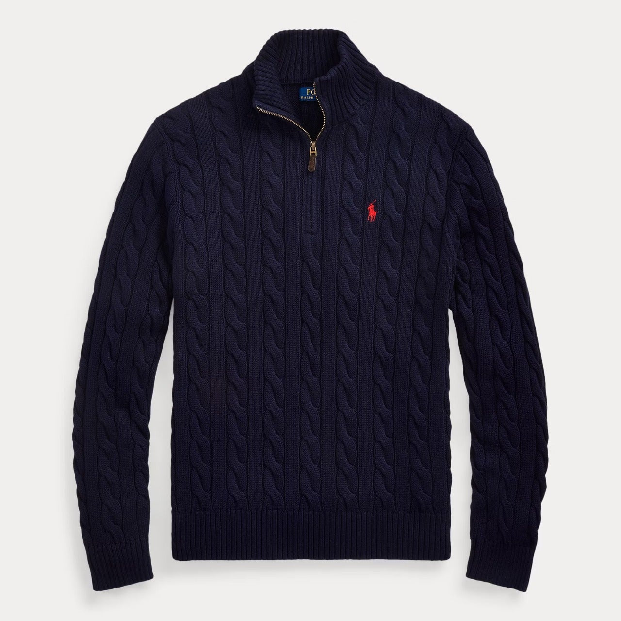Cable-Knit Quarter-Zip Sweater