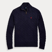 Cable-Knit Cotton Quarter-Zip Sweater