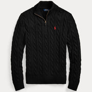 Cable-Knit Cotton Quarter-Zip Sweater