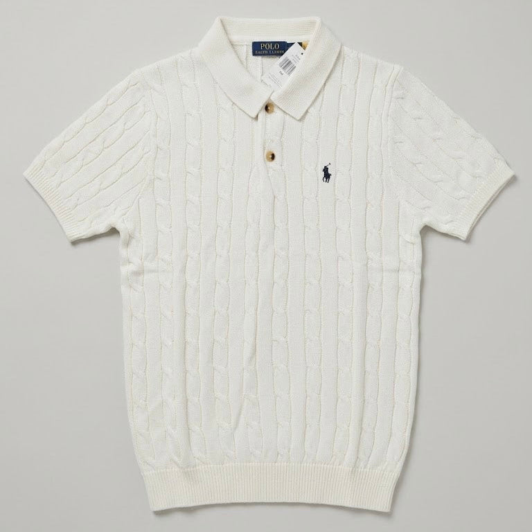 Cable-Knit Polo-Collar Shirt