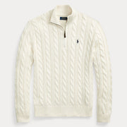 Cable-Knit Cotton Quarter-Zip Sweater