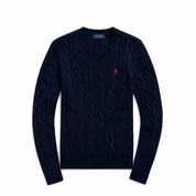 Cable-Knit V-Neck Women Sweater
