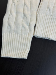 Cable-Knit Cotton V-Neck Women Sweater